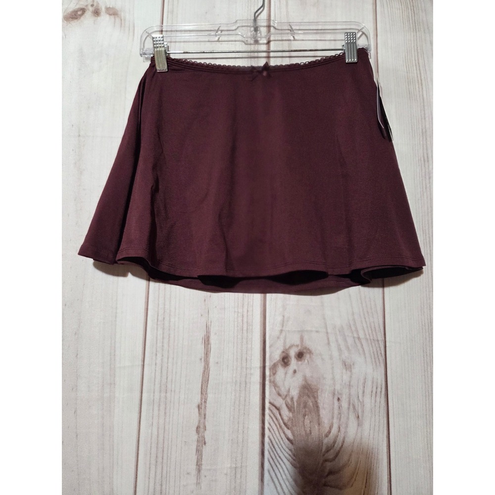 Wild Fable Burgundy Seamless Skirt Romper Skort Mini Bow Lace Trim Small